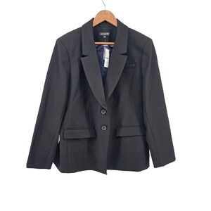 J.Crew Black Blazer Jacket Women 20 NWT Carreman French Fabric Single Breasted
